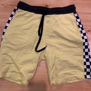 yellow checkered lounge shorts men’s small